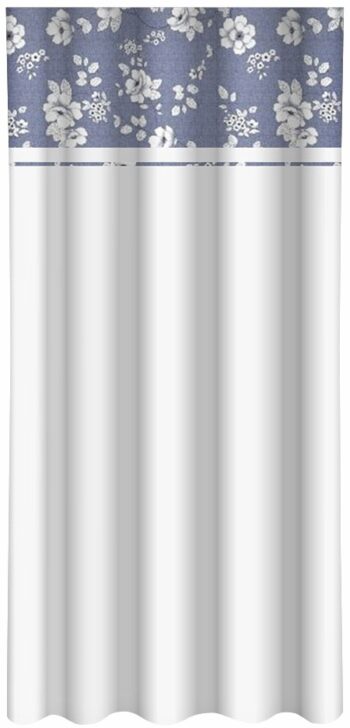 Elegantné bielo-modré závesy so vzorom kvetov Dĺžka: 250 cm