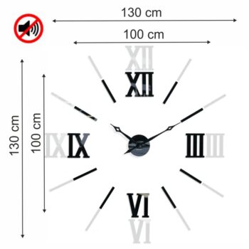 Elegantné nalepovacie hodiny čierne 130cm