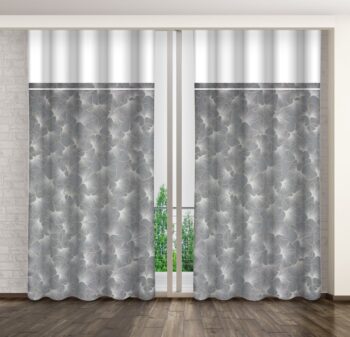 Elegantné sivé závesy s očarujúcim lístim a bielym lemom Dĺžka: 270 cm