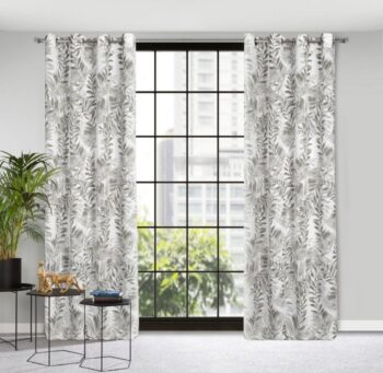 Elegantné závesy na kruhy so vzorom lístia 140 x 250 cm Šírka: 140 cm | Dĺžka: 250 cm