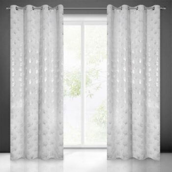 Elegantné závesy v svetlo sivej farbe so striebornou potlačou Dĺžka: 250 cm