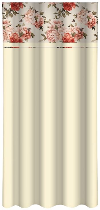 Elegantný béžový záves s potlačou farebných kvetov Šírka: 160 cm | Dĺžka: 250 cm
