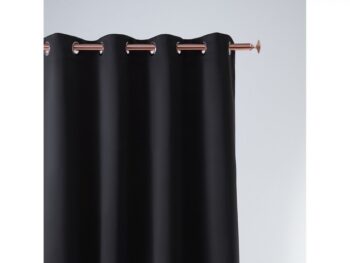 Elegantný čierny záves so zavesením na kruhy 140 x 260 cm