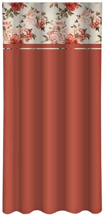 Elegantný oranžový záves s potlačou farebných kvetov Šírka: 160 cm | Dĺžka: 250 cm