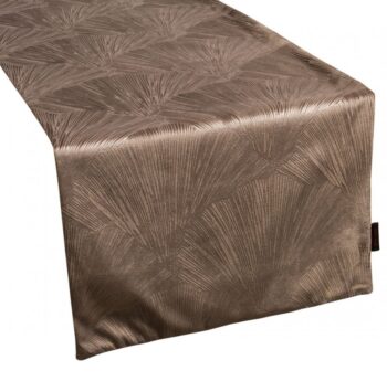 Elegantný zamatový stredový obrus v hnedej farbe s krásnym vzorom 40x140