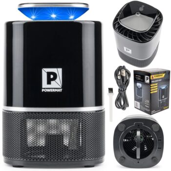 Najmodernejšie zariadenie vybavené LED lampou s farbou ultrafialového (UV) svetla, vybavené tichým rotujúcim ventilátorom neutralizuje hmyz vo vašom prostredí. Lampa funguje automaticky a je ideálnou pascou na komáre, pakomáre a malé mole.