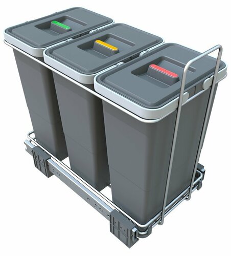 Elletipi Vstavaný odpadkový kôš ECOFIL - výsuvný s rámom, 8 + 8 + 8 l Elletipi Vstavaný odpadkový kôš ECOFIL - výsuvný s rámom, 8 + 8 + 8 l