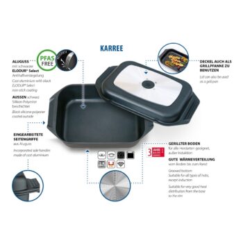 Elo 62042 Pekáč s grilovacím víkem Karree 42 x 26cm