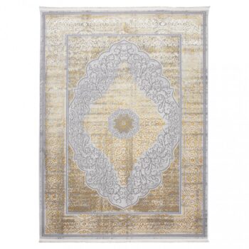 Exkluzívny moderný koberec sivej farby so zlatým orientálnym vzorom Šírka: 200 cm | Dĺžka: 300 cm