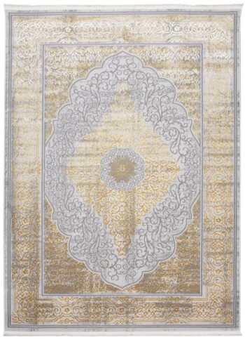 Exkluzívny moderný koberec sivej farby so zlatým orientálnym vzorom Šírka: 200 cm | Dĺžka: 300 cm