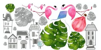 Exotická nálepka do dievčenskej izby s motívom plameniakov 60 x 120 cm