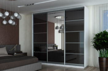 Moderná šatníková skriňa FALA s posuvnými dverami s elegantným lesklým povrchom. Trojdverová, na stredových dvierkach sa nachádza zrkadlo. Vo vnútri je skriňa vybavená 4 policami a 2 vešiakovými tyčami, nad i pod tyčou sú taktiež police. Farebné prevedenie: korpus biely diamant, dvierka sú čierne. Farba biely diamant nesie štruktúru dreva - nie je v lesku (viď detail na obrázku). Skriňa je vyrobená z kvalitnej LTD dosky. Tento materiál sa ľahko udržiava. Hliníkové kovanie i lišty. Dodávame v demonte. Pre komfortnejšie rozdelenie odkladacieho priestoru máte možnosť dokúpiť si sadu 2 šuplíkov (viď odporúčame). Možnosť ich umiestnenia vidíte na priloženom nákrese. Rozmery (v/š/h): 220 x 250 x 60 cm.