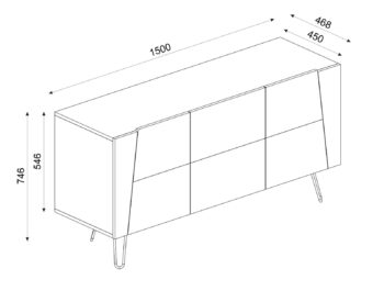 Táto moderná komoda vás očarí svojim minimalistickým dizajnom a priaznivou cenou. Je v jednoduchom prevedení.Je vyrobená z kvalitných LTD dosiek, ktoré sú nenáročné na údržbu. Ich hrúbka: 18 mm. Nábytok je ohraničený kvalitnou PVC hranou.Farebné prevedenie: zafír/mramor/antracitROZMERY:Šírka: 150 cm Výška: 75 cm Hĺbka:   45 cmDodávame v demontovanom stave.