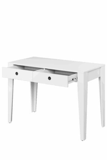 FALIN je písací stôl s dvoma zásuvkami. Charakteristickým znakom je nadčasový biely dekor, štíhle nohy, oblé rukoväte čiernej farby. Stôl má ergonomickú dosku. Disponuje hranami ABS. Nábytok bol navrhnutý pre deti i dospelých, ktorí majú radi interiéry v jednoduchom štýle.Je vyrobený z kvalitnej LTD dosky. Farebné prevedenie alpská biela.V našej ponuke nájdete aj ďalšie časti sektoru FALIN.Dodávame v demonte.Rozmery (š,v,h) 108x80x55