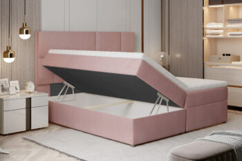 Posteľ FANCY patrí medzi boxspringové postele. Najvýraznejším prvkom je vyvýšené čelo postele, ktoré poskytne pohodlnú opierku hravy a ochráni stenu pred oderom. Jednoduché prešívanie vytvára jemný obdĺžnikový vzor, ktorý sa stane ozdobou Vašej spálne. Jednofarebné prevedenie dáva možnosť variabilnej kombinácie s ďalším nábytkom či farbami. Výška ložnej plochy poskytne pohodlné vstávanie a sadanie na posteľ. Moderný dizajn postele je prepojený s praktickým riešením priestoru. Posteľ ponúka spaciu plochu 185 x 200 cm, členenú na dve časti. Pod každou z nich nájdete úložné boxy. Využívajú UP systém otvárania, vďaka ktorému sa jednoduchým spôsobom dostanete ku predmetom uloženým v boxoch.Jednostranný matrac je z bonellovej pružiny, kombinovaný s PUR penou T25. Pre ešte lepší pocit je súčasťou postele horný topper s výškou 4 cm. Poťah je hypoalergénny, snímateľný a prateľný pri 40 ℃. Posteľ je celočalúnená kvalitnou látkou Berlin 01.Rozmery (š/v/h): 185 x 124 x 210 cm. Výška ložnej plochy je 54 cm. Hrúbka zadného čela je 10 cm. Výška nožičiek je 3 cm. Posteľ sa predáva kompletná, nie je potrebné doobjednávať rošt ani matrac. Tvrdosť matraca: H3.V našej ponuke nájdete aj ďalšie rozmery a farebné prevedenia tejto unikátnej postele.   