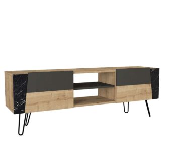 Objavte FANTOM, TV stolík, ktorý elegantne kombinuje svetlo hnedú farbu s akcentmi mramoru a antracitu. Tento moderný kus nábytku nie je len praktický, ale aj esteticky príťažlivý, ideálny na oživenie každej obývačky.Podrobnosti o produkteTyp tovaru: TV stolíkMateriál: Vysoko kvalitné LTD s hrúbkou materiálu 18 mm, čo zaručuje odolnosť a dlhú životnosť.Rozmery: 150 x 52 x 36.8 cm, perfektné pre umiestnenie vašej televízie a ďalšieho multimediálneho vybavenia.Farba: Kombinácia svetlo hnedej, mramoru a antracitu dodáva tomuto stolíku unikátny a sofistikovaný vzhľad.Vybavenie: Dve skrinky spolu s regálkom poskytujú dostatok priestoru na úschovu multimediálnych zariadení, kníh, alebo dekorácií.Počet dverí, dvierok: Dve dvere, ktoré ponúkajú praktický a esteticky príjemný spôsob, ako skryť a organizovať vaše veci.Dodatočné informácie: Produkt je dodávaný v demontovanom stave, čo uľahčuje transport a montáž.TV stolík FANTOM je dokonalým riešením pre tých, ktorí hľadajú funkčnosť spojenú s moderným dizajnom. Jeho rozmanité textúry a farby prináša do vášho interiéru dynamiku a štýl, zatiaľ čo jeho robustná konštrukcia zaisťuje, že bude slúžiť po mnoho rokov.