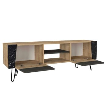 Objavte FANTOM, TV stolík, ktorý elegantne kombinuje svetlo hnedú farbu s akcentmi mramoru a antracitu. Tento moderný kus nábytku nie je len praktický, ale aj esteticky príťažlivý, ideálny na oživenie každej obývačky.Podrobnosti o produkteTyp tovaru: TV stolíkMateriál: Vysoko kvalitné LTD s hrúbkou materiálu 18 mm, čo zaručuje odolnosť a dlhú životnosť.Rozmery: 150 x 52 x 36.8 cm, perfektné pre umiestnenie vašej televízie a ďalšieho multimediálneho vybavenia.Farba: Kombinácia svetlo hnedej, mramoru a antracitu dodáva tomuto stolíku unikátny a sofistikovaný vzhľad.Vybavenie: Dve skrinky spolu s regálkom poskytujú dostatok priestoru na úschovu multimediálnych zariadení, kníh, alebo dekorácií.Počet dverí, dvierok: Dve dvere, ktoré ponúkajú praktický a esteticky príjemný spôsob, ako skryť a organizovať vaše veci.Dodatočné informácie: Produkt je dodávaný v demontovanom stave, čo uľahčuje transport a montáž.TV stolík FANTOM je dokonalým riešením pre tých, ktorí hľadajú funkčnosť spojenú s moderným dizajnom. Jeho rozmanité textúry a farby prináša do vášho interiéru dynamiku a štýl, zatiaľ čo jeho robustná konštrukcia zaisťuje, že bude slúžiť po mnoho rokov.