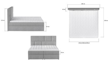 NABBI Ferine 165 čalúnená manželská posteľ s úložným priestorom čierna (Monolith 97) - Image 4