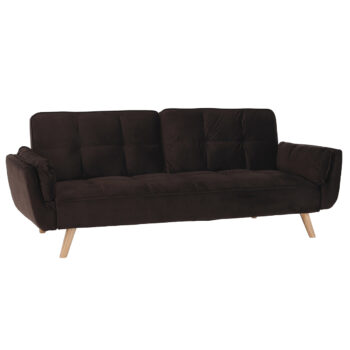 Moderná a elegantná rozkladacia pohovka FILEMA Vám zariadi vkusný a príjemný domov. Pohovka je čalúnená kvalitnou látkou Velvet v odtieňoch nadčasovej hnedej farby. Pevné drevené nohy vo farbe dubu dopĺňajú moderný dizajn pohovky. Pohodlné sedenie zaručí molitanová výplň sedacej časti či…