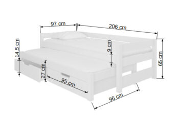 Malí milovníci jednoduchého dizajnu a uhladenej elegancie si prídu na svoje s detskou posteľou s prístelkou FILIS 90x200 cm v jemnom, čistom prevedení biela. Je určená pre dve osoby vďaka prístelke, ktorá je jej súčasťou. Posteľ je vyrobená z kvalitnej laminovanej DTD v kombinácii s MDF doskou,…