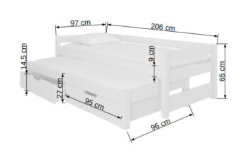 Malí milovníci jednoduchého dizajnu a uhladenej elegancie si prídu na svoje s detskou posteľou s prístelkou FILIS 90x200 cm v jemnom, čistom prevedení biela v kombinácii s nadčasovou sivou na čelách zásuviek a postele. Je určená pre dve osoby vďaka prístelke, ktorá je jej súčasťou. Posteľ je…