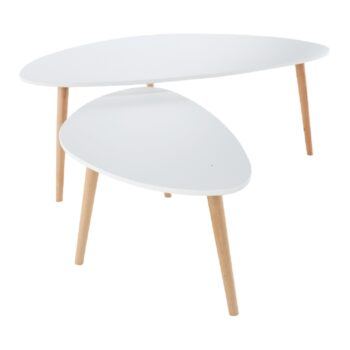 Konferenčný stolík (2 ks) FOLKO NEW je vyrobený z kvalitnej MDF, s hrúbkou 18 mm, v kombinácii s drevom. Nožičky sú vyrobené v prevedení buk a horné dosky stolíkov v bielej farbe. So stolíkmi Folko New získa vaša obývačka moderný vzhľad. Rozmery väčšieho stolíka sú 116x66x45 cm a rozmery menšieho…