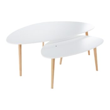 Konferenčný stolík (2 ks) FOLKO NEW je vyrobený z kvalitnej MDF, s hrúbkou 18 mm, v kombinácii s drevom. Nožičky sú vyrobené v prevedení buk a horné dosky stolíkov v bielej farbe. So stolíkmi Folko New získa vaša obývačka moderný vzhľad. Rozmery väčšieho stolíka sú 116x66x45 cm a rozmery menšieho…