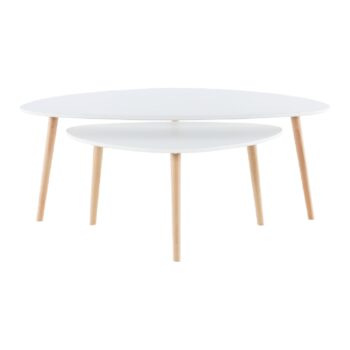 Konferenčný stolík (2 ks) FOLKO NEW je vyrobený z kvalitnej MDF, s hrúbkou 18 mm, v kombinácii s drevom. Nožičky sú vyrobené v prevedení buk a horné dosky stolíkov v bielej farbe. So stolíkmi Folko New získa vaša obývačka moderný vzhľad. Rozmery väčšieho stolíka sú 116x66x45 cm a rozmery menšieho…