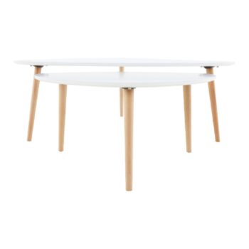 Konferenčný stolík (2 ks) FOLKO NEW je vyrobený z kvalitnej MDF, s hrúbkou 18 mm, v kombinácii s drevom. Nožičky sú vyrobené v prevedení buk a horné dosky stolíkov v bielej farbe. So stolíkmi Folko New získa vaša obývačka moderný vzhľad. Rozmery väčšieho stolíka sú 116x66x45 cm a rozmery menšieho…