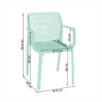 FRENIA: Plastová záhradná stolička Frenia - mentolová; materiál: plast; rozmery (ŠxHxV): 41,5x55x82,5 cm.