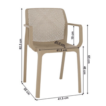 KONDELA Frenia záhradná stolička sivohnedá (taupe) – Obrázok 2
