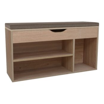 Botník s lavicou Fuddy New v elegantnom prevedení dub sonoma je ideálnym riešením pre každú modernú predsieň. Tento praktický kus nábytku od značky KONDELA kombinuje funkčnosť a štýl, čím poskytuje nielen úložný priestor na topánky, ale aj pohodlné miesto na sedenie pri obúvaní.…