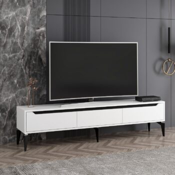 TV stolík FUN – Elegantný a praktický doplnok do vašej obývačkyTV stolík FUN je ideálnou voľbou pre moderný interiér. S tromi plnými dvierkami ponúka dostatok úložného priestoru pre elektroniku, káble alebo ďalšie doplnky. Kombinácia bielej a čiernej farby dodáva stolíku štýlový a nadčasový vzhľad, ktorý sa hodí do každej obývačky.Hlavné vlastnosti produktu:Typ tovaru: TV stolíkVhodné do miestnosti: Obývacia izbaMateriál: Melamín, VT laminátRozmery: 44 x 180 x 35 cmFarba: Biela + čiernaVybavenie: Plné dvierkaPočet dvierok: 3Hrúbka materiálu: 18 mmDodatočné informácie: Dodávame v demonteTV stolík FUN je vyrobený z kvalitných materiálov, ktoré zaisťujú dlhú životnosť a jednoduchú údržbu. Jeho jednoduchý dizajn a praktické usporiadanie z neho robí ideálne riešenie na usporiadanie vášho obývacieho priestoru. Zaobstarajte si TV stolík FUN a získajte štýlový a funkčný doplnok do vášho domova!