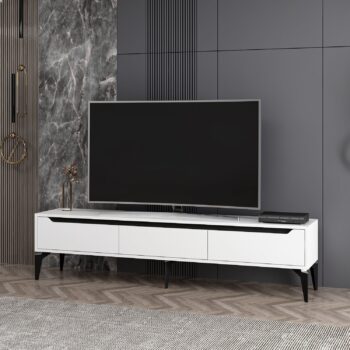 TV stolík FUN – Elegantný a praktický doplnok do vašej obývačkyTV stolík FUN je ideálnou voľbou pre moderný interiér. S tromi plnými dvierkami ponúka dostatok úložného priestoru pre elektroniku, káble alebo ďalšie doplnky. Kombinácia bielej a čiernej farby dodáva stolíku štýlový a nadčasový vzhľad, ktorý sa hodí do každej obývačky.Hlavné vlastnosti produktu:Typ tovaru: TV stolíkVhodné do miestnosti: Obývacia izbaMateriál: Melamín, VT laminátRozmery: 44 x 180 x 35 cmFarba: Biela + čiernaVybavenie: Plné dvierkaPočet dvierok: 3Hrúbka materiálu: 18 mmDodatočné informácie: Dodávame v demonteTV stolík FUN je vyrobený z kvalitných materiálov, ktoré zaisťujú dlhú životnosť a jednoduchú údržbu. Jeho jednoduchý dizajn a praktické usporiadanie z neho robí ideálne riešenie na usporiadanie vášho obývacieho priestoru. Zaobstarajte si TV stolík FUN a získajte štýlový a funkčný doplnok do vášho domova!