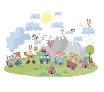 Farebná detská nálepka na stenu zvieratká indiáni 80 x 160 cm