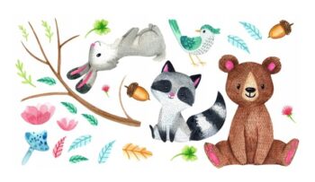 Farebná nálepka na stenu s motívom lesných zvieratiek 80 x 160 cm