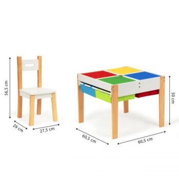 Farebný detský set stolíka a stoličiek