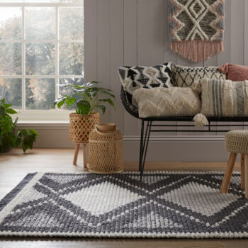 Flair Rugs, Kusový koberec Domino Zaid Berber Monochrome, 160x230, čiernobiela, chodba / predsieň