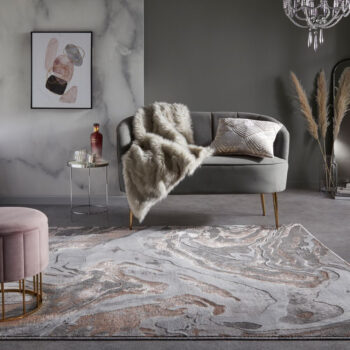 Flair Rugs, Kusový koberec Eris Marbled Blush, 160x230, ružová, obývacia izba