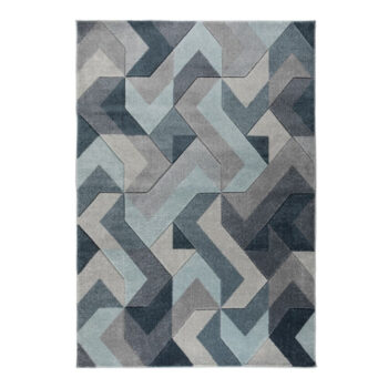 Flair Rugs, Kusový koberec Hand Carved Aurora Denim Blue, 200x290, modrá, kancelária