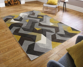 Flair Rugs, Kusový koberec Hand Carved Aurora Grey / Ochre, 160x230, žltá, obývacia izba