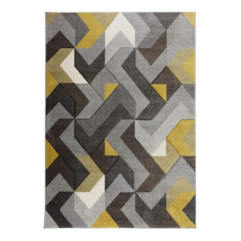 Flair Rugs, Kusový koberec Hand Carved Aurora Grey / Ochre, 200x290, žltá, obývacia izba