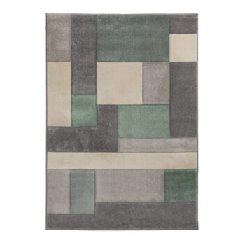 Flair Rugs, Kusový koberec Hand Carved Cosmos Mint / Grey / Cream, 80x150, zelená, kancelária