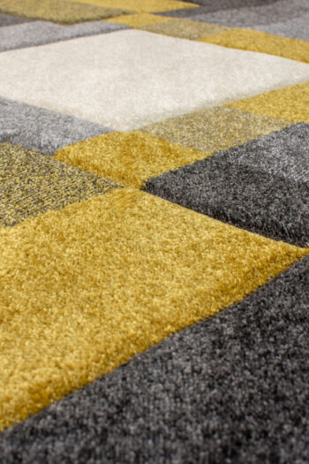 Flair Rugs, Kusový koberec Hand Carved Nimbus Grey / Ochre, 200x290, žltá, chodba / predsieň
