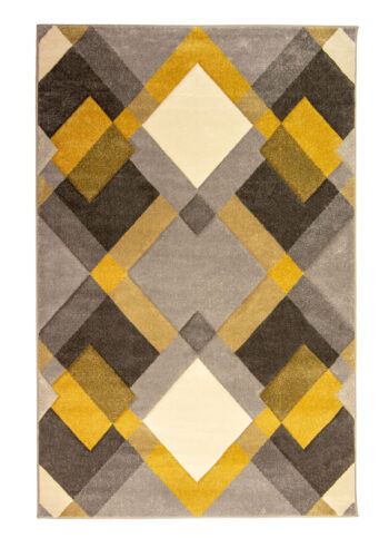 Flair Rugs, Kusový koberec Hand Carved Nimbus Grey / Ochre, 200x290, žltá, chodba / predsieň