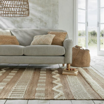 Flair Rugs, Kusový koberec Jubilant Medina Jute Natural/Ivory, 120x170, béžová, obývacia izba