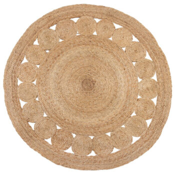 Flair Rugs, Kusový koberec Jute Arya Natural kruh, 150x150 (priemer) kruh, béžová, chodba / predsieň