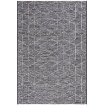 Flair Rugs, Kusový koberec Lipari Napoli Black – na von aj na doma, 120x170, šedá, chodba / predsieň