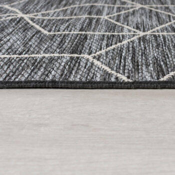 Flair Rugs, Kusový koberec Lipari Napoli Black – na von aj na doma, 120x170, šedá, chodba / predsieň