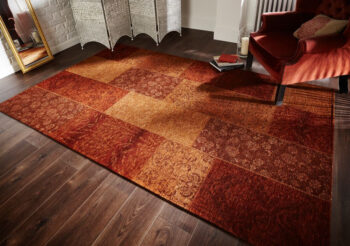 Flair Rugs, Kusový koberec Manhattan Patchwork Chenile Terracotta, 155x230, oranžová, chodba / predsieň